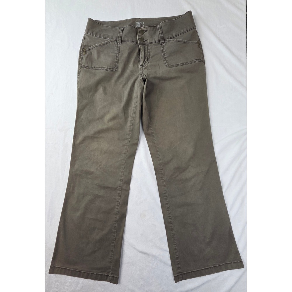 Make‎ + Model Pants Women 6P Olive Green Straight Leg Casual Trousers Good